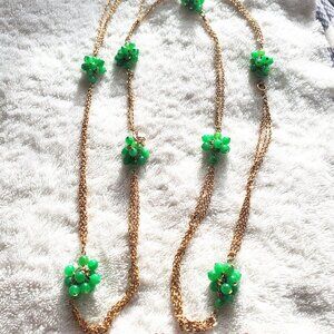 A Gold Necklace 22 inches long with green beads,  wt.50 grams , item# A-114 ,